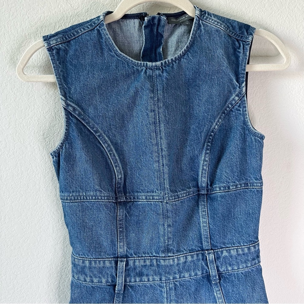 Alexander McQueen Blue Sleeveless Sheath Mini Dress SZ XS US 2 IT 38 - Picture 3 of 10